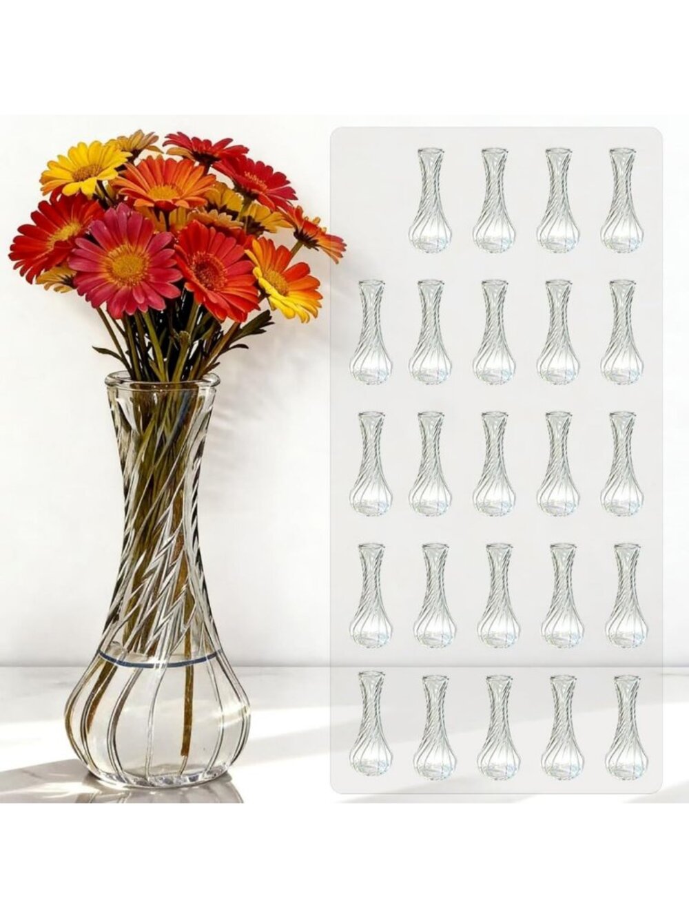24 Pack Clear Glass Bud Vases - 6 Inch Vintage Decor for Home & Events